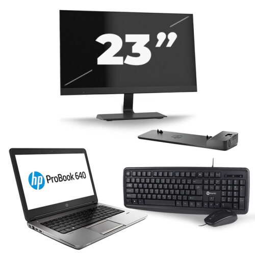 HP ProBook 640 G4 - Intel Core i3-8e Generatie - 14 inch - 8GB RAM - 240GB SSD - Windows 11 + 1x 23 inch Monitor
