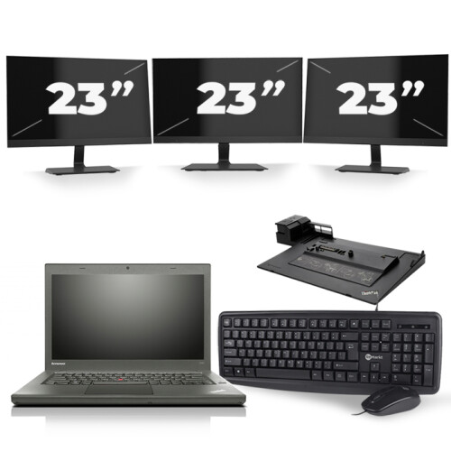 Lenovo ThinkPad T460 - Intel Core i5-6e Generatie - 14 inch - 8GB RAM - 240GB SSD - Windows 11 + 3x 23 inch Monitor