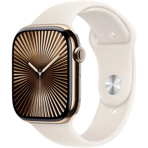 Tweedekans Apple Watch Series 10 4G 46mm Titanium Goud Sportband S/M