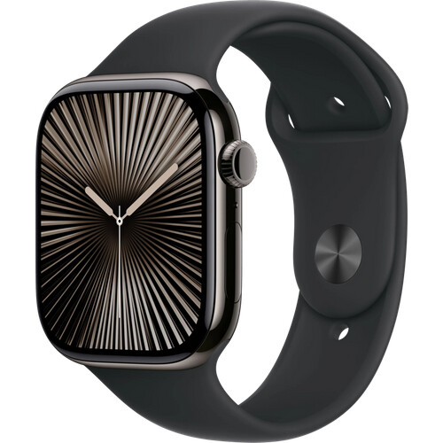 Tweedekans Apple Watch Series 10 4G 46mm Titanium Zwart Sportband S/M
