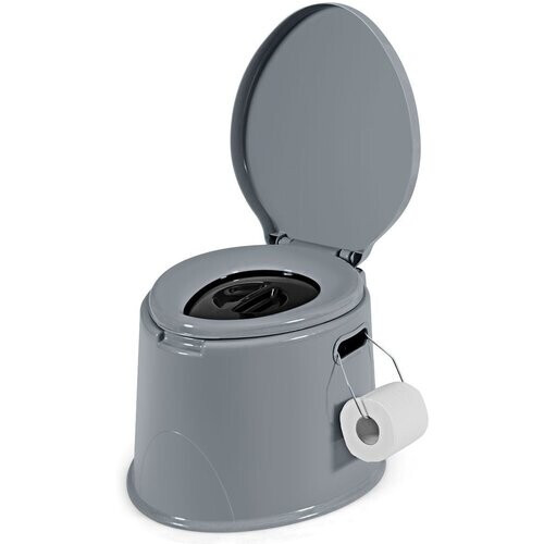 Tweedekans Camping Toilet Draagbaar Reistoilet Mobiel Toilet met Uitneembare Emmerinzet grijs