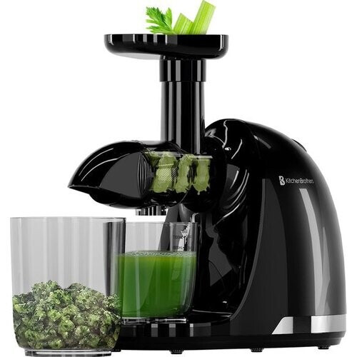 Tweedekans KitchenBrothers Slowjuicer - Sapcentrifuge - Groenten en Fruitpers - 700ml - Met Pulpreservoir - Juicer - Zwart