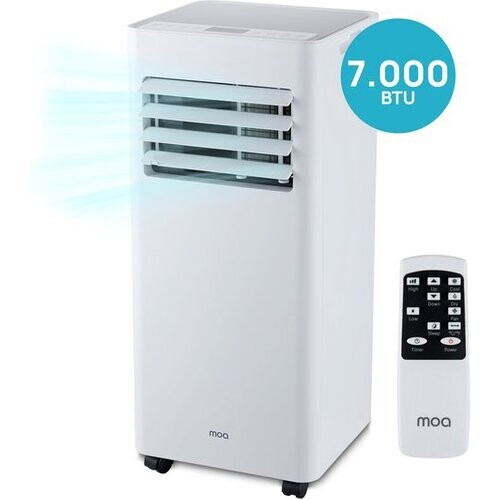 Tweedekans MOA Mobiele Airco - 7.000 BTU - Met Afstandbediening - Tot 22mΒ² - Voor o.a. Woonkamer en Slaapkamer - Airconditioner met Ontvochtigingsfunctie - Raamafdichtingskit - Wit