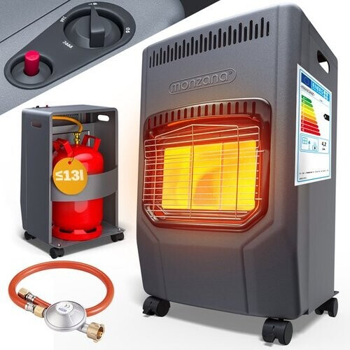 Tweedekans MONZANA Mobiele Gaskachel – 3 Warmteniveaus 4500W – Keramisch Zwart