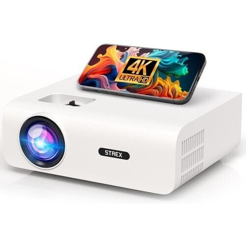 Tweedekans Strex - Mini beamer/projector - 1080P Full HD - 15000 lumen - Draadloos streamen - WiFi - Bluetooth - Wit